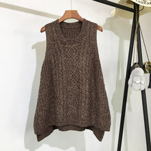 Load image into Gallery viewer, O-neck Blue Long Knitted Women's Sleeveless Jacket Winter Warm Female Vest Korean Ruffle Vests For Women Fashion Loose Waistcoat