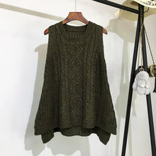 Load image into Gallery viewer, O-neck Blue Long Knitted Women's Sleeveless Jacket Winter Warm Female Vest Korean Ruffle Vests For Women Fashion Loose Waistcoat