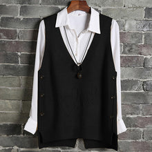 Load image into Gallery viewer, Woman Short Sleeveless Knitted Sweater Vest Waistcoat Side Buttons Casual Vest Female Pullover Plus Size Fashion Spring Lady Top