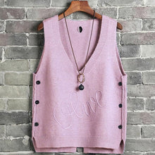 Load image into Gallery viewer, Woman Short Sleeveless Knitted Sweater Vest Waistcoat Side Buttons Casual Vest Female Pullover Plus Size Fashion Spring Lady Top
