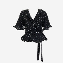 Load image into Gallery viewer, New 2020 Spring Summer Women's Blouse V-Neck Casual Fashionable Shirt Lace Up Bow Lantern Sleeve Heart Ruffles Short Tops BL1988