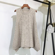 Load image into Gallery viewer, O-neck Blue Long Knitted Women's Sleeveless Jacket Winter Warm Female Vest Korean Ruffle Vests For Women Fashion Loose Waistcoat
