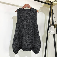 Load image into Gallery viewer, O-neck Blue Long Knitted Women's Sleeveless Jacket Winter Warm Female Vest Korean Ruffle Vests For Women Fashion Loose Waistcoat
