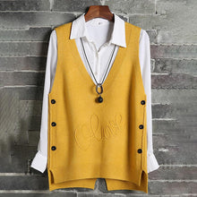 Load image into Gallery viewer, Woman Short Sleeveless Knitted Sweater Vest Waistcoat Side Buttons Casual Vest Female Pullover Plus Size Fashion Spring Lady Top
