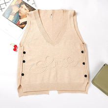 Load image into Gallery viewer, Woman Short Sleeveless Knitted Sweater Vest Waistcoat Side Buttons Casual Vest Female Pullover Plus Size Fashion Spring Lady Top
