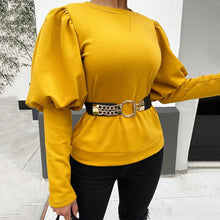 Load image into Gallery viewer, New Fashion Belt Solid Black Blouse Long Sleeve Office Shirt Women Spring 2020  Elegant Shirts Ladies Tops Party Casual Blouses
