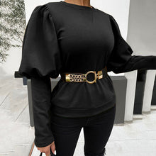 Load image into Gallery viewer, New Fashion Belt Solid Black Blouse Long Sleeve Office Shirt Women Spring 2020  Elegant Shirts Ladies Tops Party Casual Blouses
